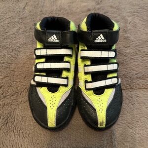 Adidas Kids Black and Neon Yellow Sneakers